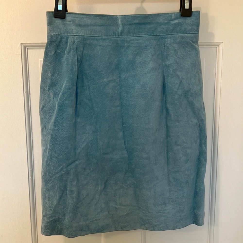 DANIER Vintage Suede Skirt in Aqua
